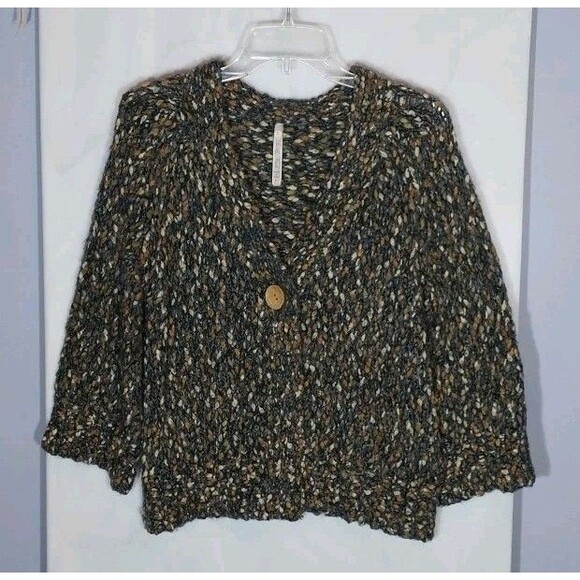 Leo & Nicole Sweaters - Leo & Nicole Chunky Bouclé Knit Cardigan Sweater Size L Wool Blend One Button